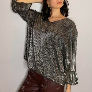 metallic silver blouse